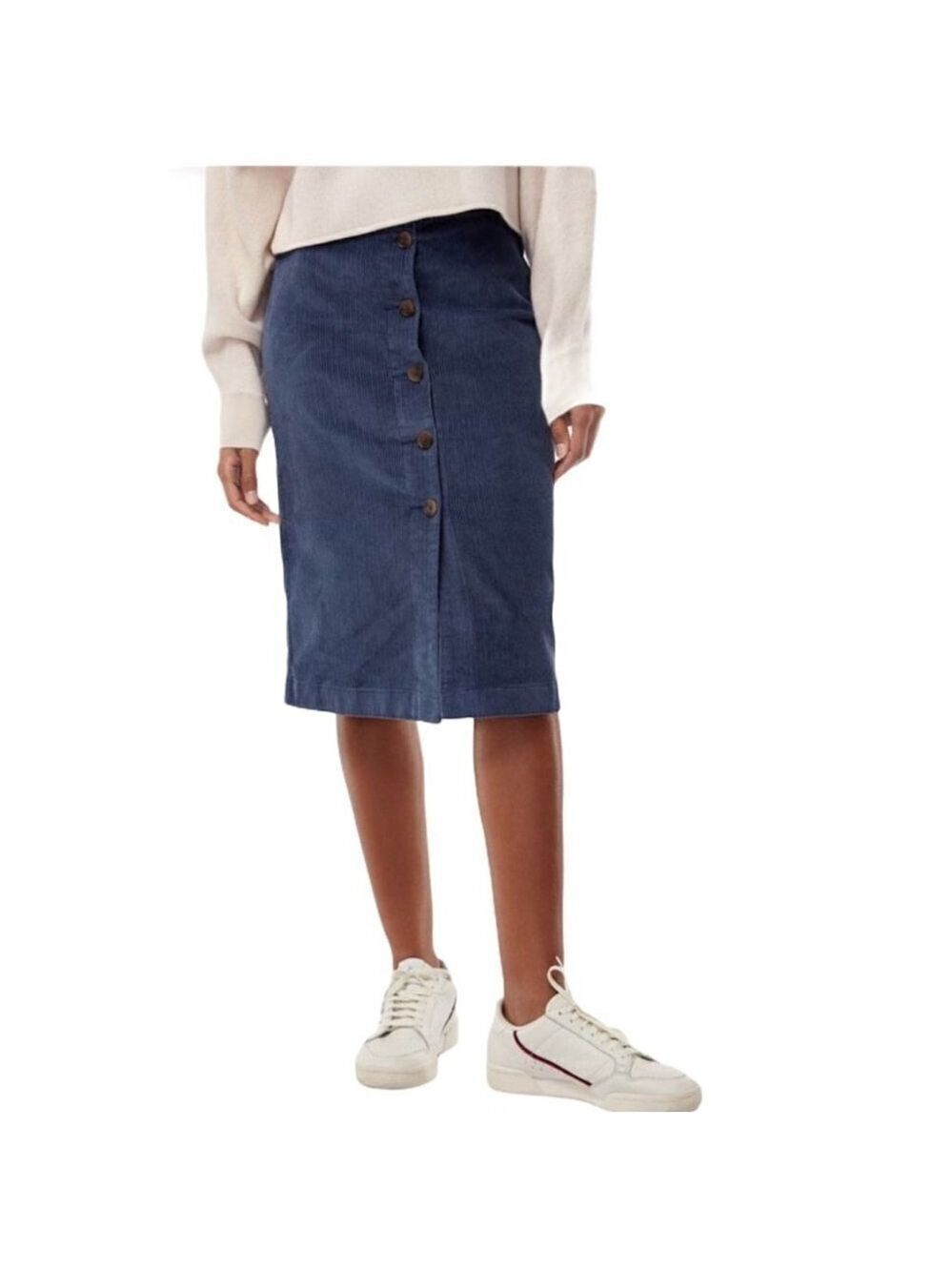 ** NEW Wilfred Layne Blue Corduroy Button Front Pencil Skirt XXS